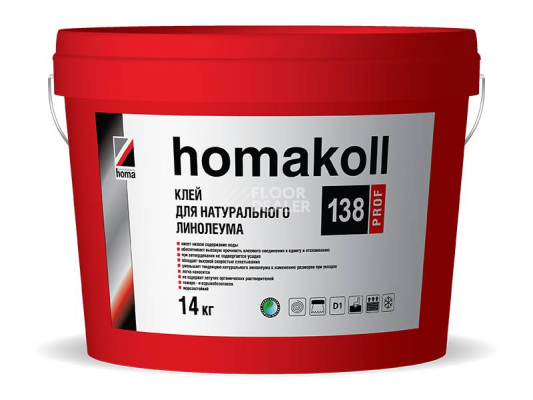 Сопутствующие материалы Homakoll 138 Prof  Клей для натурального линолеума, морозостойкий. Клей для натурального линолеума Homakoll 138 Prof 14 кг морозостойкий фото 1 | FLOORDEALER