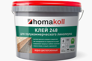 Сопутствующие материалы Homakoll 248 для полукоммерческого линолеума Homakoll 248 14 кг. Клей для полукоммерческого линолеума, водно-дисперсионный фото  | FLOORDEALER