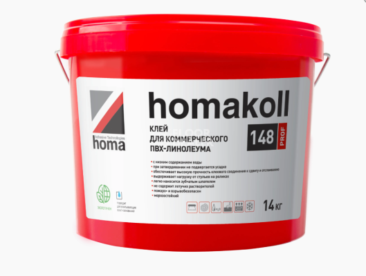 Сопутствующие материалы Homakoll 148 Prof  Клей для коммерческого ПВХ-линолеума, водно-дисперсионный Homakoll 148 Prof 28 кг. Клей для коммерческого ПВХ-линолеума, водно-дисперсионный фото 1 | FLOORDEALER