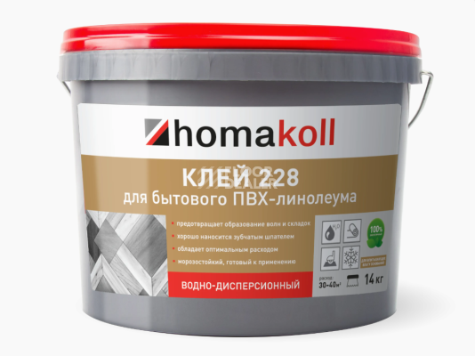 Сопутствующие материалы Homakoll 228 для бытового линолеума Homakoll 228 14 кг. Клей для бытового линолеума, водно-дисперсионный фото 1 | FLOORDEALER