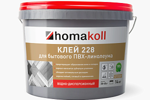 Сопутствующие материалы Homakoll 228 для бытового линолеума Homakoll 228 1.3 кг. Клей для бытового линолеума, водно-дисперсионный фото  | FLOORDEALER