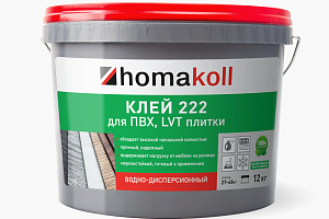 Сопутствующие материалы Homakoll 222 Клей для ПВХ, LVT плитки водно-дисперсионный Homakoll 222 3.5 кг. Клей для ПВХ  LVT плитки водно-дисперсионный фото  | FLOORDEALER