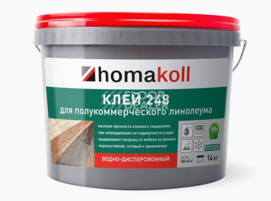 Сопутствующие материалы Homakoll 248 для полукоммерческого линолеума Homakoll 248 7 кг. Клей для полукоммерческого линолеума, водно-дисперсионный фото 1 | FLOORDEALER