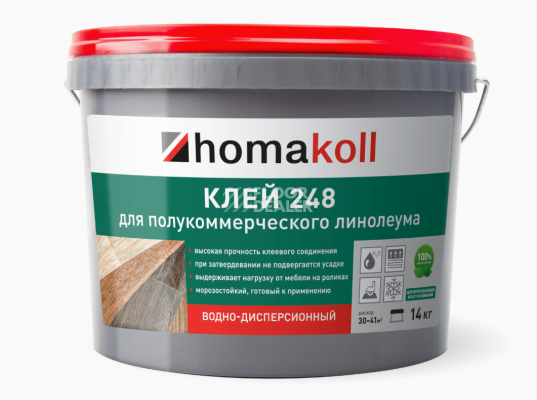Сопутствующие материалы Homakoll 248 для полукоммерческого линолеума Homakoll 248 7 кг. Клей для полукоммерческого линолеума, водно-дисперсионный фото 1 | FLOORDEALER